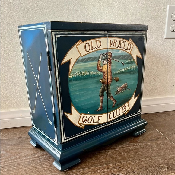 Old World Golf Club wooden 32 CD storage cabinet-green-2 door-13"x12"x7" - Picture 11 of 12